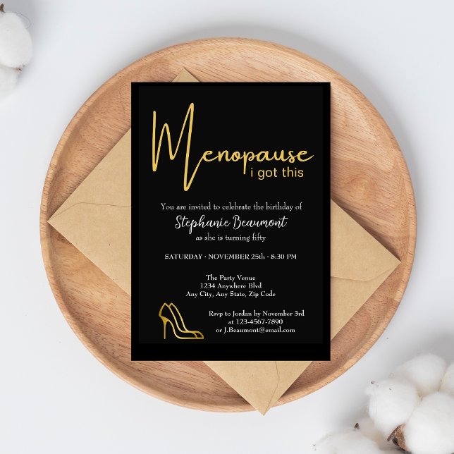 Invitation Élégante Ménopause Or J'Ai Ce 50e Anniversaire (Créateur téléchargé)