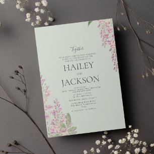 Invitation Élégante menthe vert hyacinth mariage floral