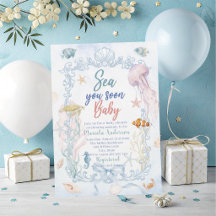 Élégante Mer Aquarelle vous Bientôt Bébé d'Océan d