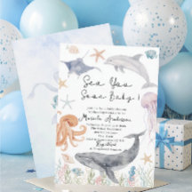Élégante Mer Aquarelle vous Bientôt Été Océan Bébé
