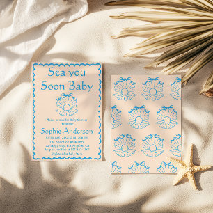 Invitation Élégante Mer Coquillages À Bientôt Baby Shower