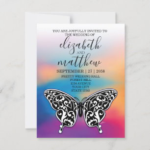 Invitation élégante minimaliste papillon et couche