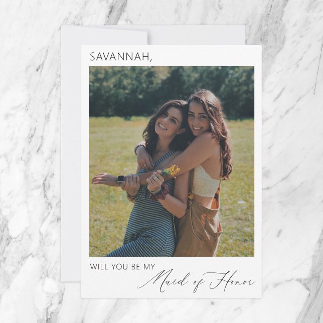 Invitation Élégante minimaliste servante d'honneur Photo (Créateur téléchargé)