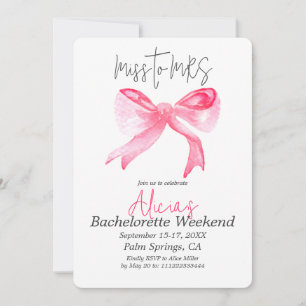 Invitation Élégante Miss à MRS Bow Bachelorette Party
