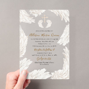 Invitation Élégante Moderne Aquarelle Ailes Beige