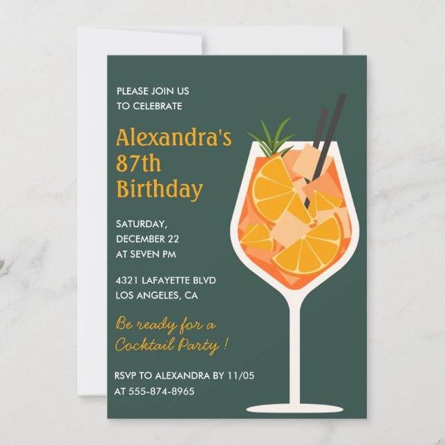 Invitation élégante moderne cocktail pour 87e anni (Devant)