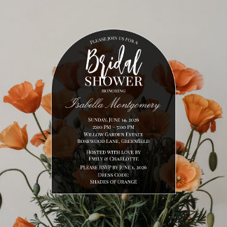 Invitation Élégante moderne Fête de Mariage Florale d'Orange
