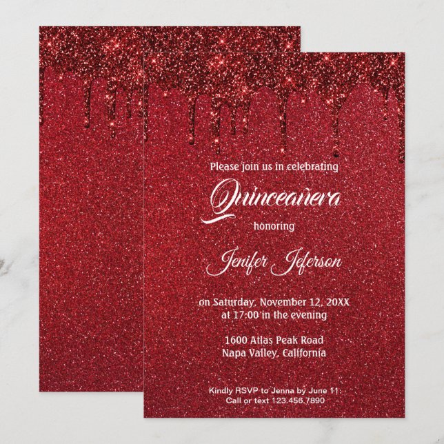 Invitation élégante moderne pour Quinceanera (Devant / Derrière)