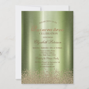 Invitation Élégante Moderne Quinceañera aux Diamants et Métal