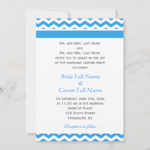 Invitation Elégante, moderne, tendance, mariage chevron bleu