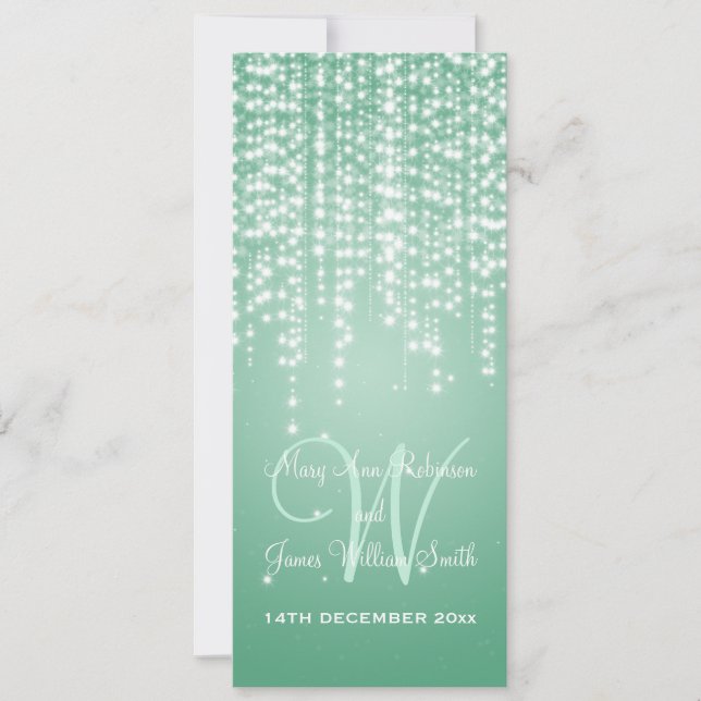 Invitation Elégante Monnaie verte de nuit de mariage (Devant)