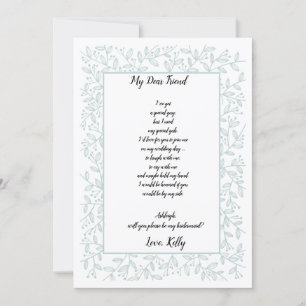 Invitation Élégante Navy Blue Floral sera ma servante d'honne