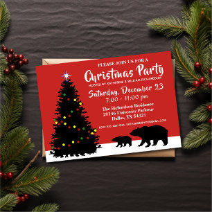 Invitation Élégante Noël Ours Fête de Noël
