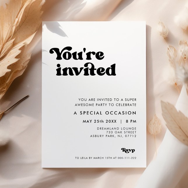 Invitation élégante noir & blanc Vous êtes invités (Créateur téléchargé)