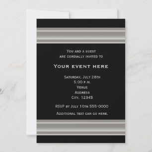 Invitation élégante noire et argentée pour une soi
