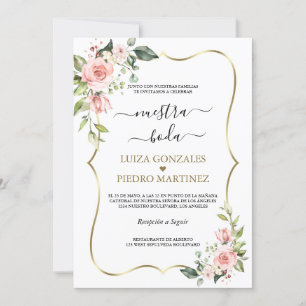 Invitation Elegante Nuestra Boda Caligrafía Con Flores
