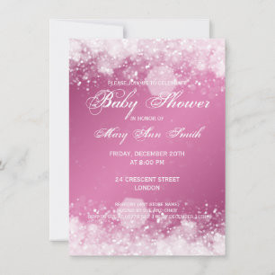 Invitation Élégante nuit Baby shower rose étincelant