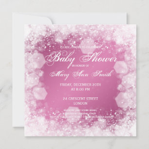 Invitation Élégante nuit Baby shower rose étincelant
