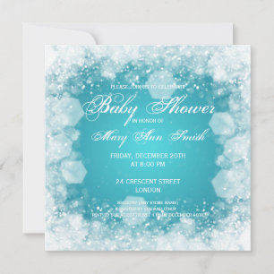 Invitation Élégante nuit Baby shower turquoise
