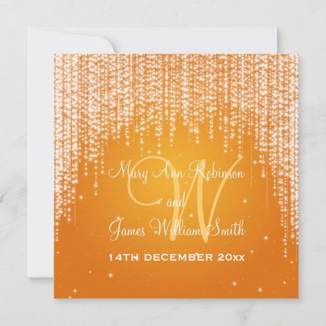 Invitation Elégante nuit de mariage Dazzle Orange (Devant)