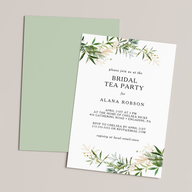 Invitation Élégante Olive Greenery Nuptiale Tea Party Invitat (Créateur téléchargé)