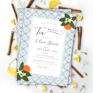 Invitation Elégante Oranges de thé nuptiale Tuiles portugais