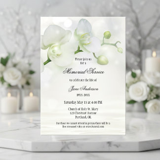 Invitation Elégante Orchid funeral Service Memorial Invitatio