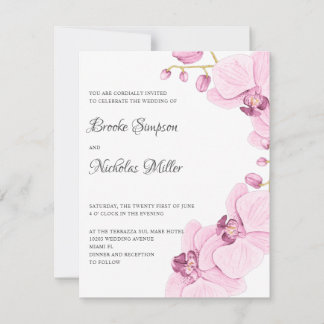 Invitation Elégante orchidée rose Élégant Mariage botanique
