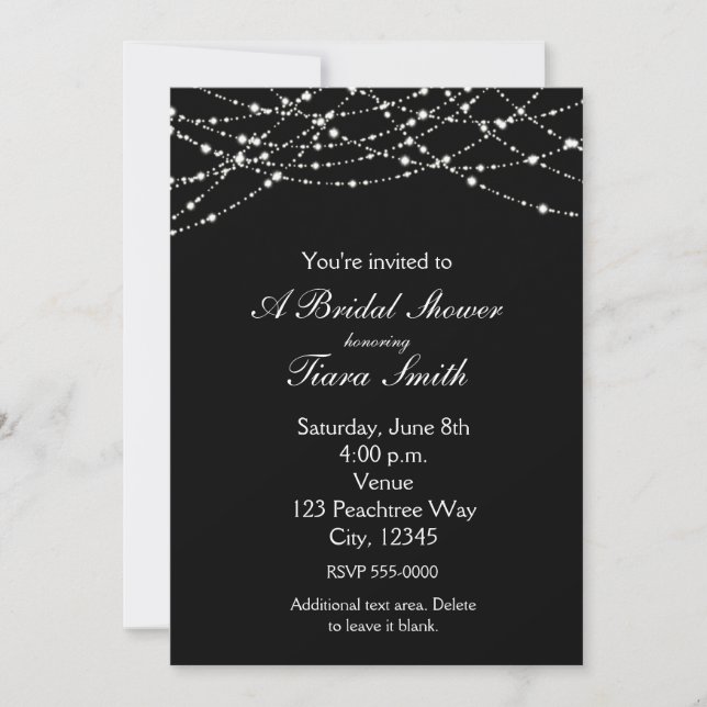 Invitation élégante pailletée de mariage avec lueu (Devant)