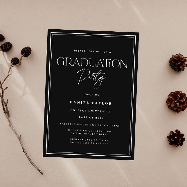 Invitation Élégante Partie de graduation de script de typogra (Créateur téléchargé)