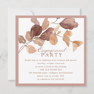 Invitation Élégante partie d'engagement des Feuilles de l'Euc