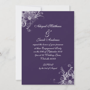 Invitation Élégante Partie D'Engagement Des Fleurs Blanches E
