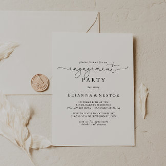 Invitation Élégante Partie d'engagement en calligraphie simpl