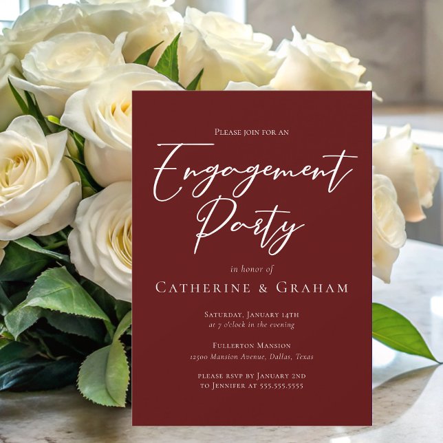 Invitation Élégante Partie d'engagement en typographie de Bou (Créateur téléchargé)