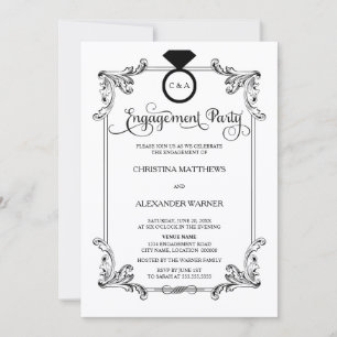 Invitation Élégante Partie Vintage d'engagement