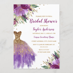 Invitation Elégante Parties scintillant Amethyst robe Fête de