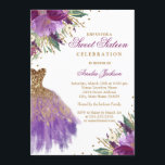 Invitation Elégante Parties scintillant Améthyste robe Sweet<br><div class="desc">Plus de Sweet sixteen floral Invitations dans le magasin Little Bayleigh! Nous avons utilisé des oeuvres d'art de : www.createthecut.com</div>