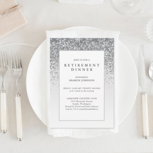 Invitation Élégante Parties scintillant Argent Business Retra (Créateur téléchargé)