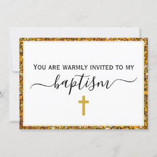 Invitation Élégante Parties scintillant BAPTISME ADULTE