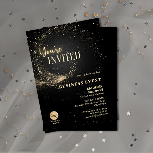 Invitation Élégante Parties scintillant Black and Gold Busine