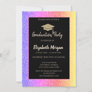 Invitation Elégante Parties scintillant Casquette Grad Partie
