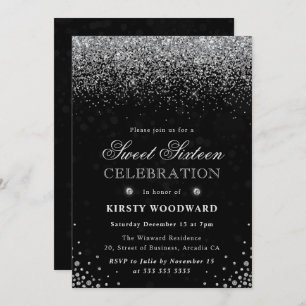 Invitation Elégante Parties scintillant d'argent et Sweet six
