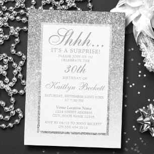 Invitation Elégante Parties scintillant d'argent Surprise fêt