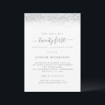 Invitation Elégante Parties scintillant d'argent Vingt-et-uni<br><div class="desc">Elégante Parties scintillant Argent Vingt-et-unième fête d'anniversaire. Une bordure de parties scintillant en faux argent au sommet de chaque côté, et vingt premier est dans un script de style manuscrit. Personnalisez facilement le texte à vos propres détails. Vous pouvez également modifier le texte et les couleurs arrière - plans via...</div>