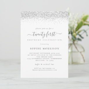 Invitation Elégante Parties scintillant d'argent Vingt-et-uni