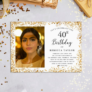 Invitation Elégante Parties scintillant d'or 40e anniversaire