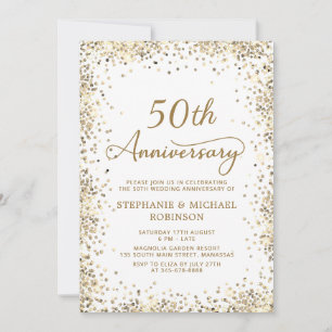 Invitation Élégante Parties scintillant d'or 50e anniversaire