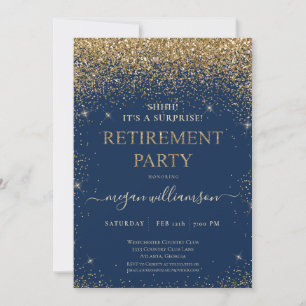 Invitation Élégante Parties scintillant d'or bleu partie de r