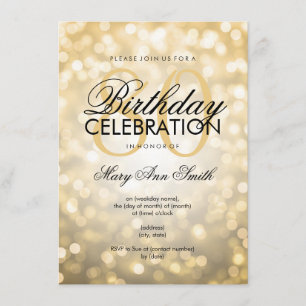 Invitation Élégante Parties scintillant d'or du 80e anniversa