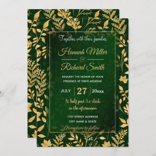 Invitation Elégante Parties scintillant d'or Foliage Forest G